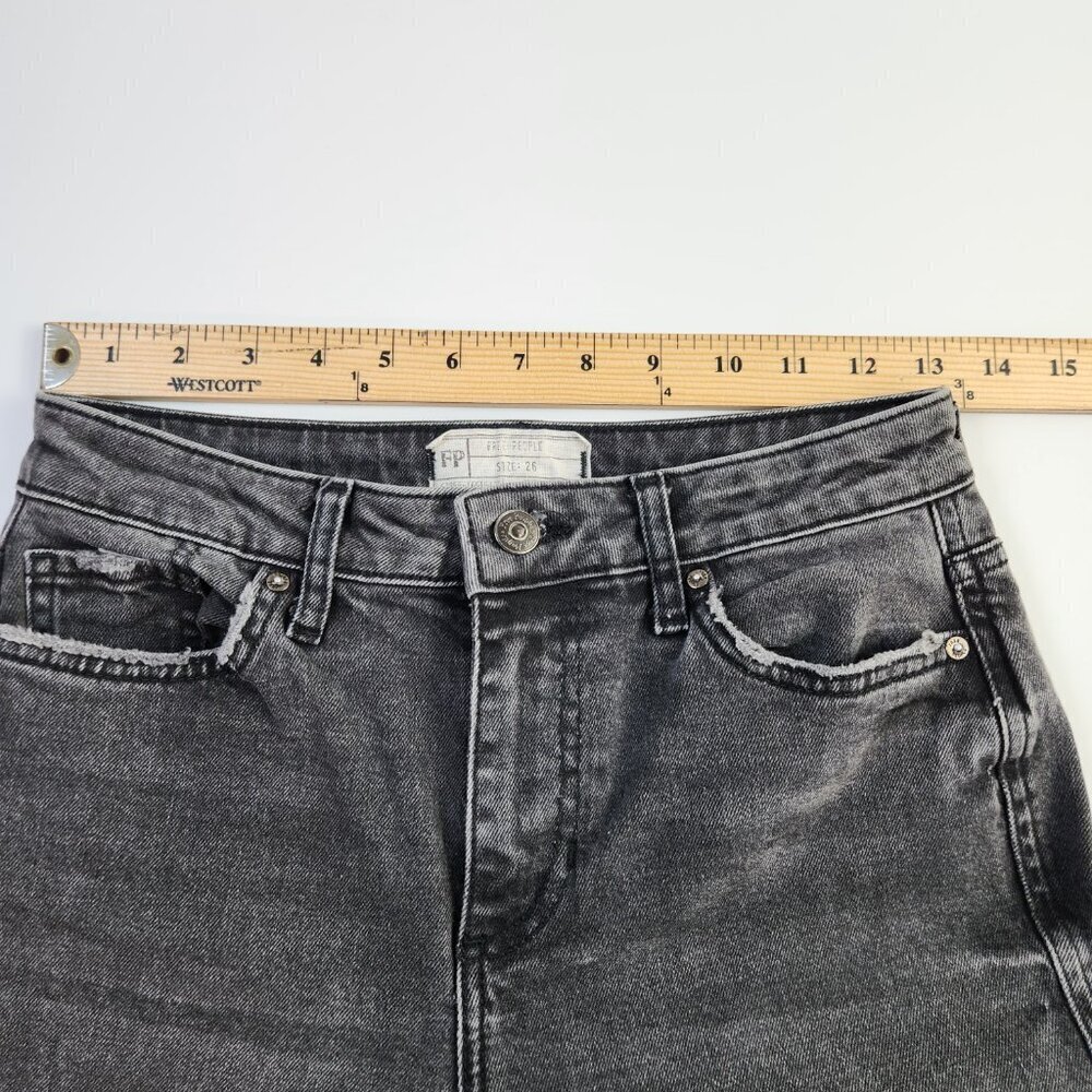 Free People Womens Girlfriend Denim Released Hem Crop Jeans Black 26 - Picture 13 of 16